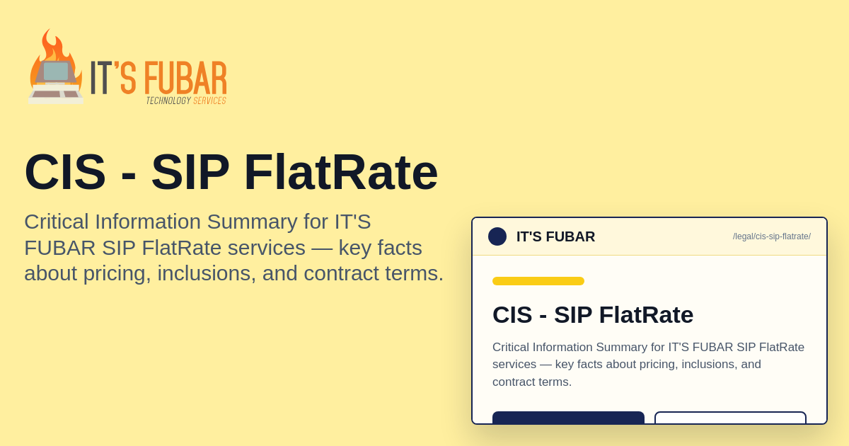 Flatrate IT'S FUBAR | CIS - SIP FlatRate
