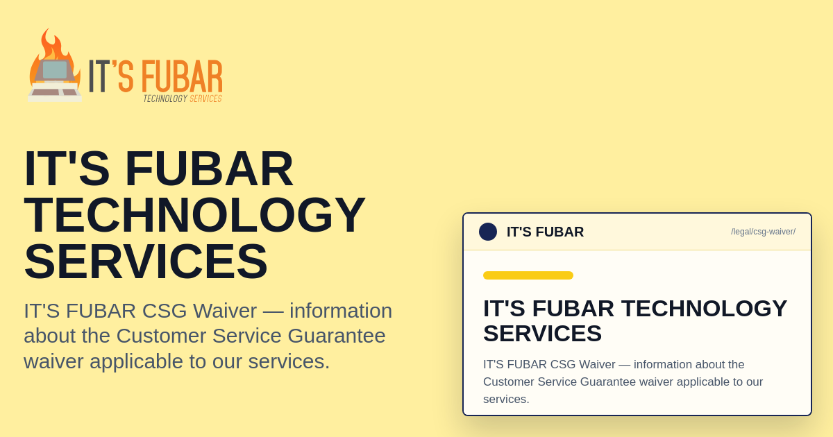 IT'S FUBAR | Customer Service Guarantee Waiver